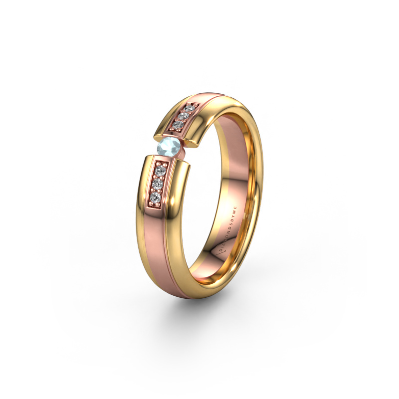 Bild von Trauring WH2128L26C 585 Roségold ±5x2 mm Aquamarin