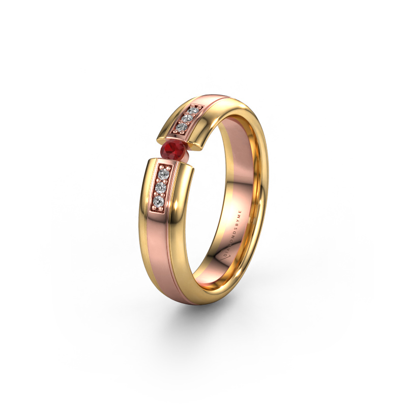 Image of Wedding ring WH2128L26C 585 rose gold ±5x2 mm Ruby