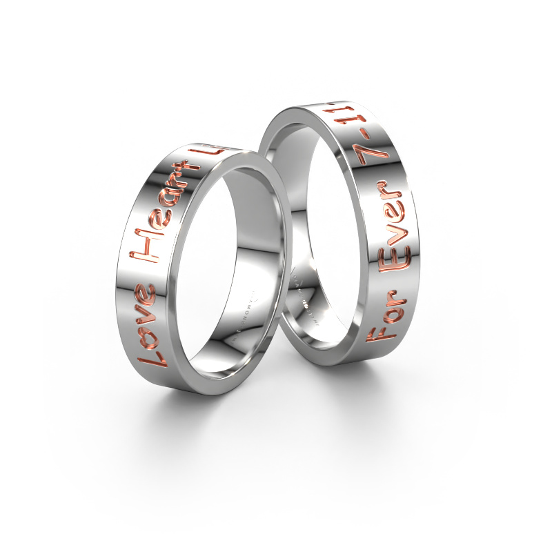 Image of Wedding rings set WH2130LM15A ±5x1.7 mm 14 Carat white gold