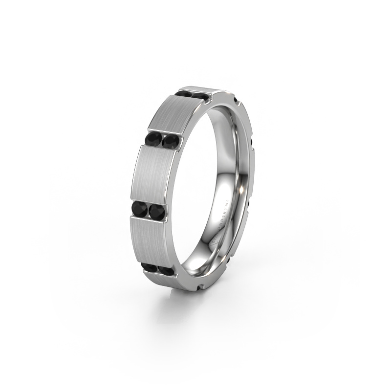 Afbeelding van Huwelijksring WH2132L14BM 585 witgoud ±4x2.2 mm Zwarte diamant