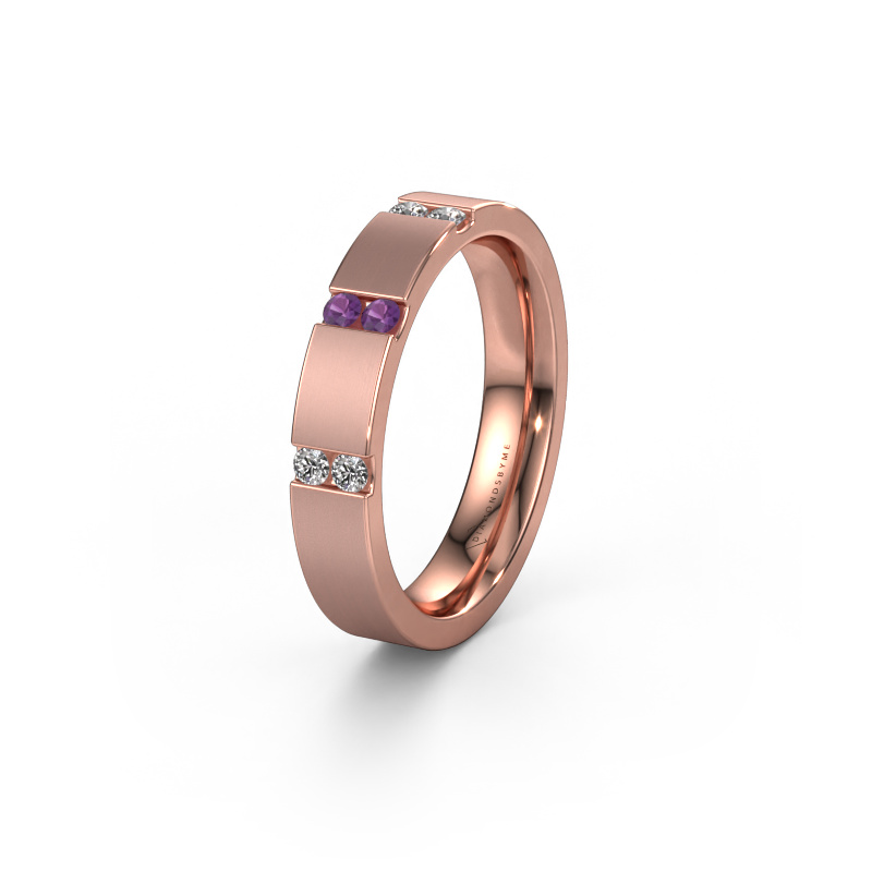 Image of Wedding ring WH2133L14BM 585 rose gold ±4x2.2 mm Amethyst