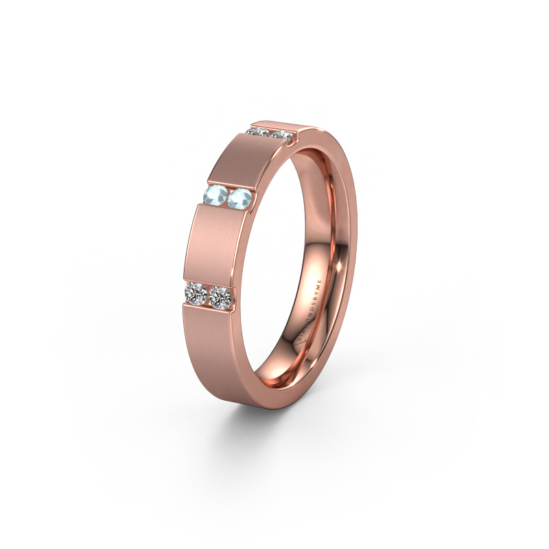 Image of Wedding ring WH2133L14BM 585 rose gold ±0.16x0.09in Aquamarine