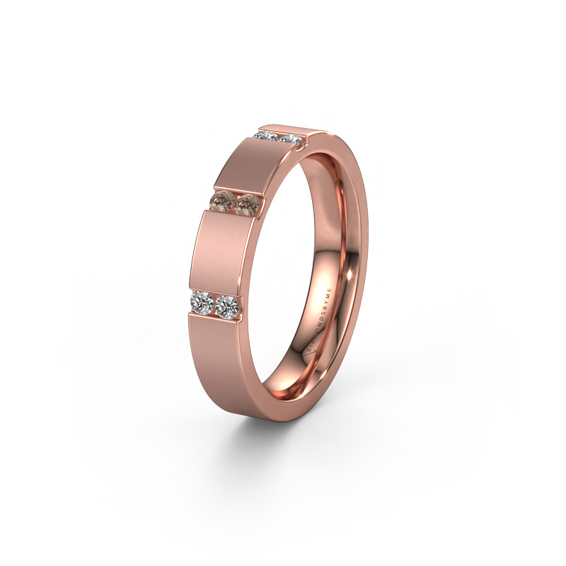 Image of Wedding ring WH2133L14BM 585 rose gold ±4x2.2 mm Brown diamond
