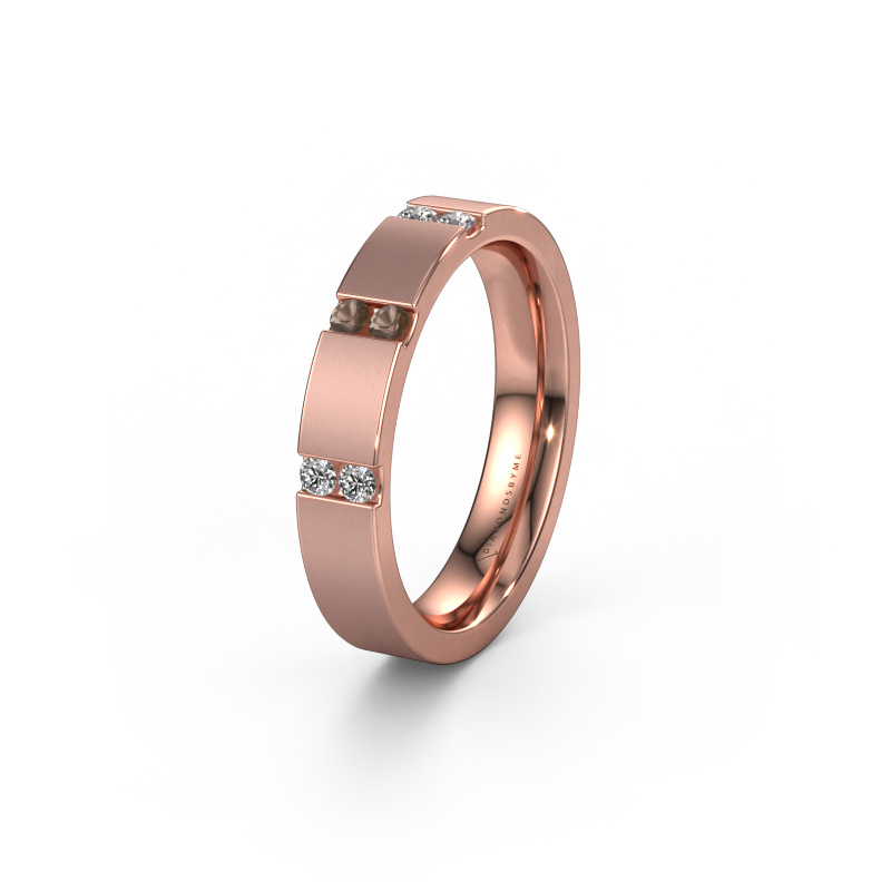 Image of Wedding ring WH2133L14BM 585 rose gold ±0.16x0.09in Smokey quartz