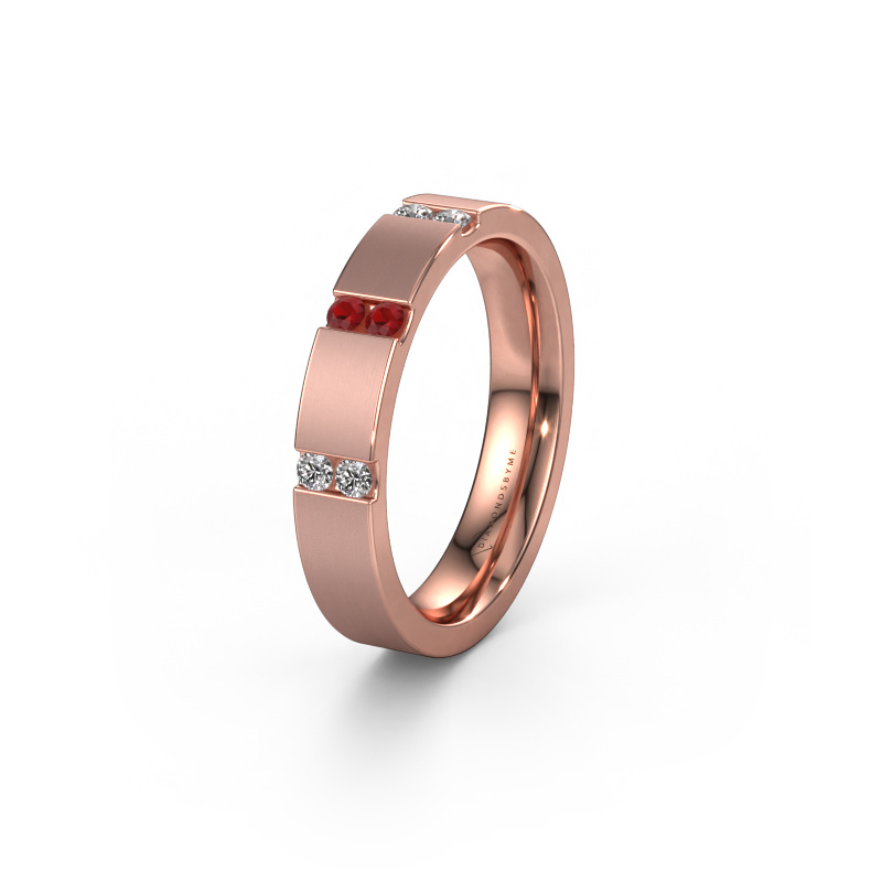 Image of Wedding ring WH2133L14BM 585 rose gold ±0.16x0.09in Ruby