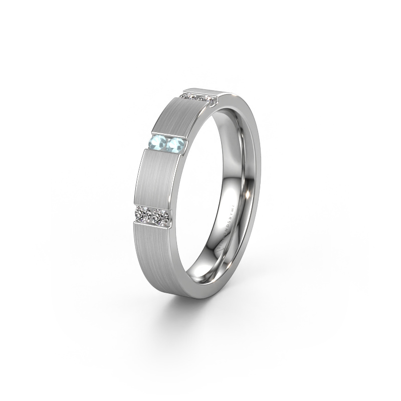 Image of Wedding ring WH2133L14BM 585 white gold ±0.16x0.09in Aquamarine