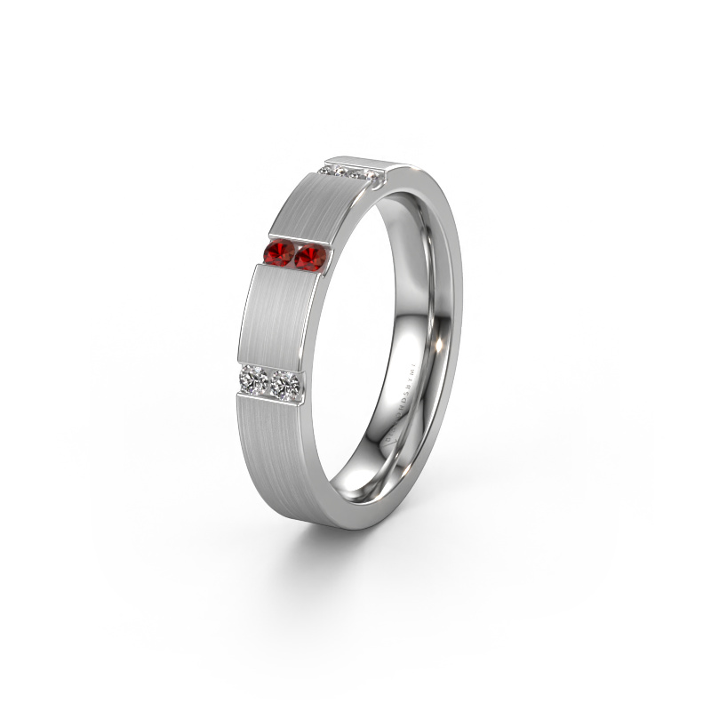 Image of Wedding ring WH2133L14BM 585 white gold ±0.16x0.09in Garnet