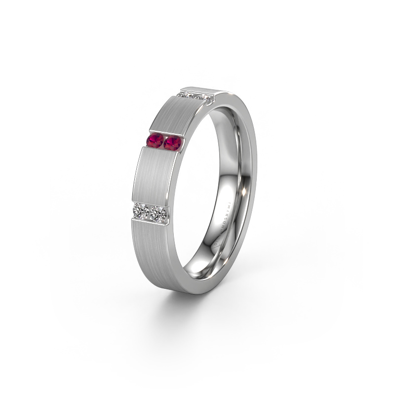 Image of Wedding ring WH2133L14BM 950 platinum ±0.16x0.09in Rhodolite