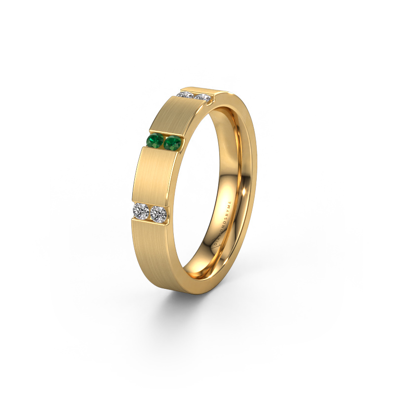 Image of Wedding ring WH2133L14BM 585 gold ±0.16x0.09in Emerald