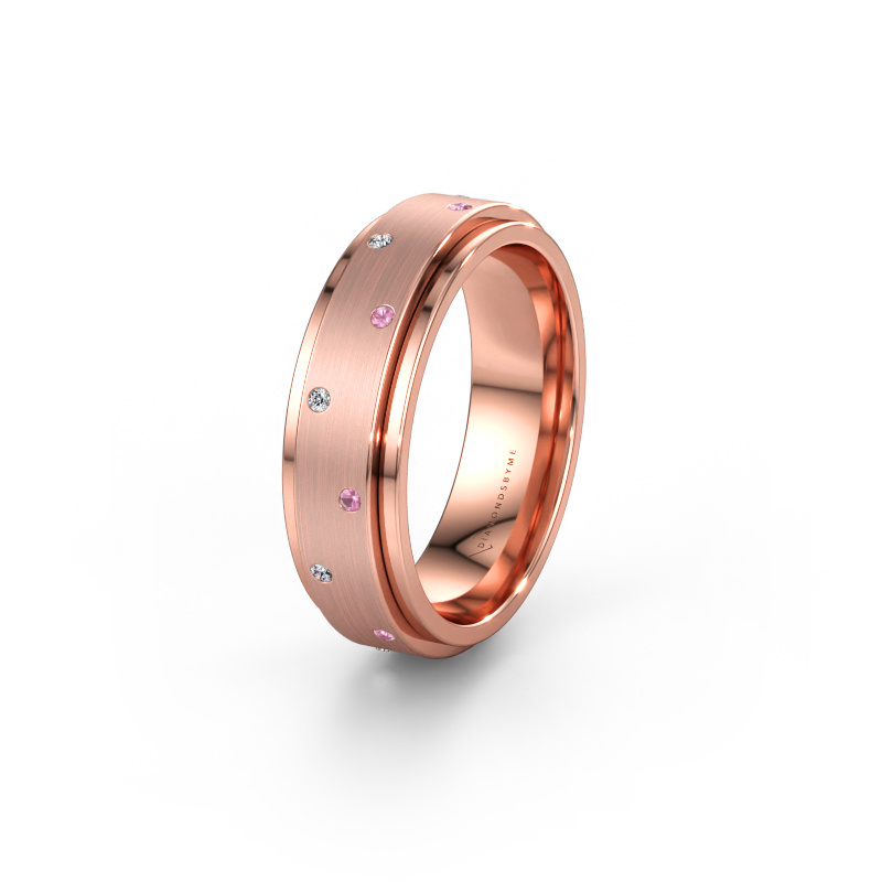 Bild av Vigselring WH2134L 585 roséguld ±6 x 2,2 mm Rosa safir
