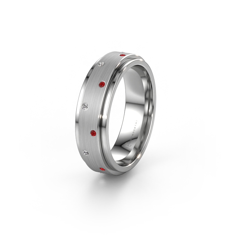 Image of Wedding ring WH2134L 950 platinum ±0.24x0.09in Ruby