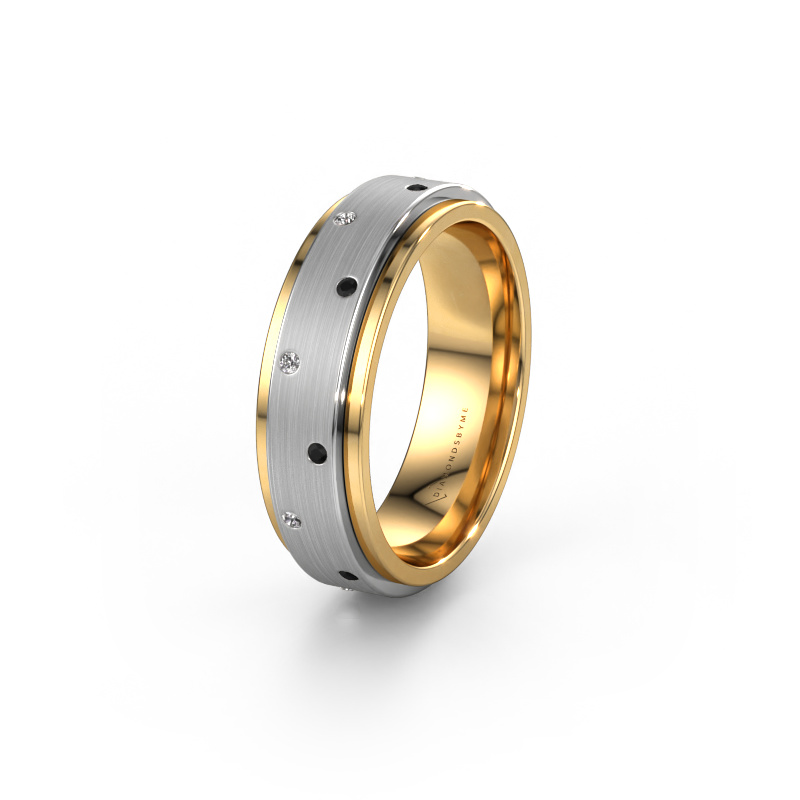 Bild von Ehering WH2134L 585 Gold ±6x2.2 mm Schwarz Diamant