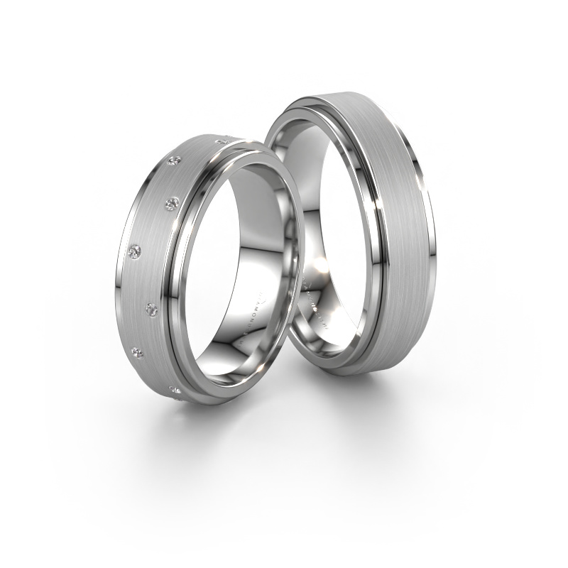 Image of Wedding rings set WH2134LM ±5x2 mm 14 Carat white gold Diamond 0.008 crt