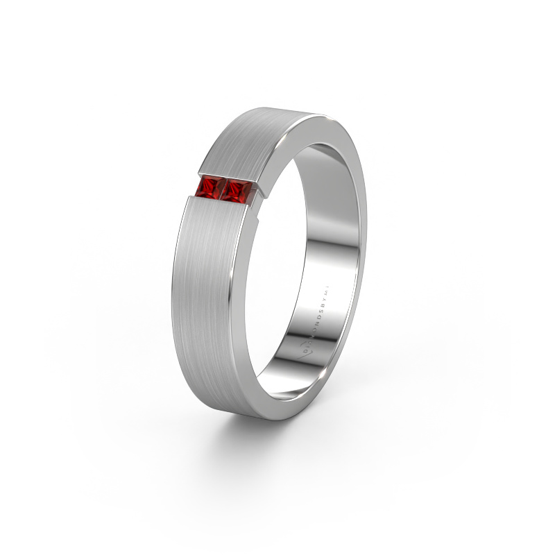 Image of Wedding ring WH2136M15E 950 platinum ±0.20x0.09in Garnet