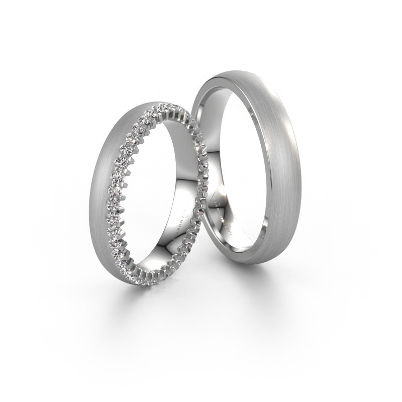 Bild von Eheringe set WH2138LM24B ±4x2 mm 14 Karat Weißgold Diamant 0.63 crt