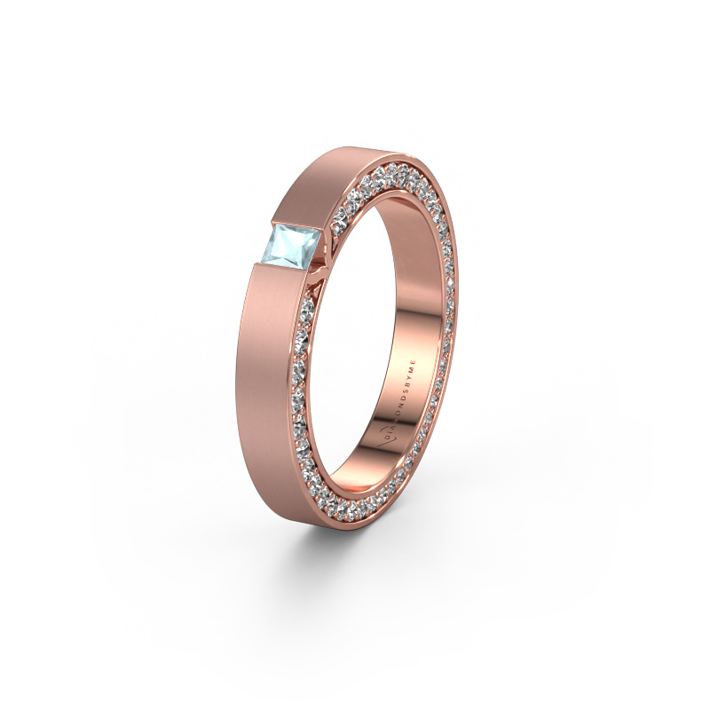 Image of Wedding ring WH2140L14B 585 rose gold ±0.14x0.08 in Aquamarine