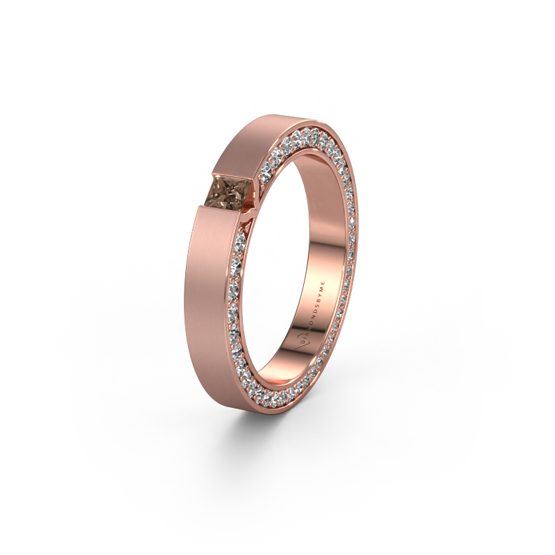 Image of Wedding ring WH2140L14B 585 rose gold ±0.14x0.08 in Brown diamond