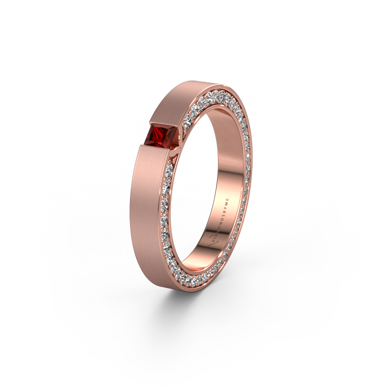 Image of Wedding ring WH2140L14B 585 rose gold ±0.14x0.08 in Garnet