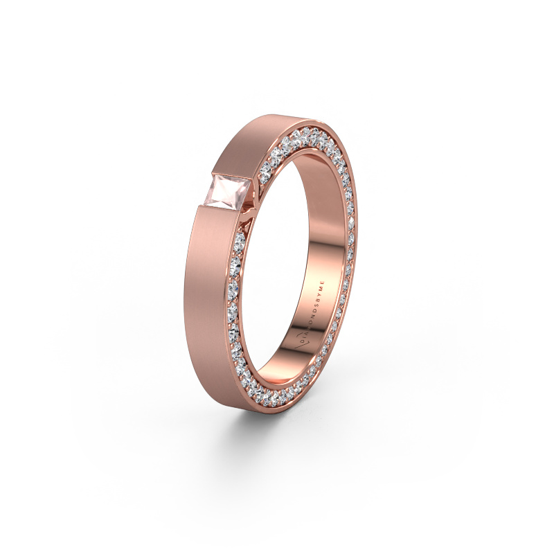 Image of Wedding ring WH2140L14B 585 rose gold ±0.14x0.08 in Morganite champagne