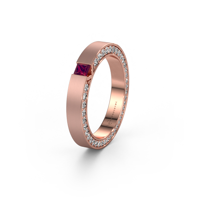 Image of Wedding ring WH2140L14B 585 rose gold ±0.14x0.08 in Rhodolite