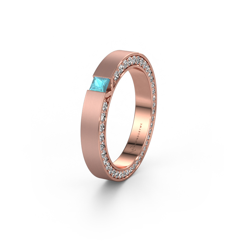 Image of Wedding ring WH2140L14B 585 rose gold ±0.14x0.08 in Blue topaz