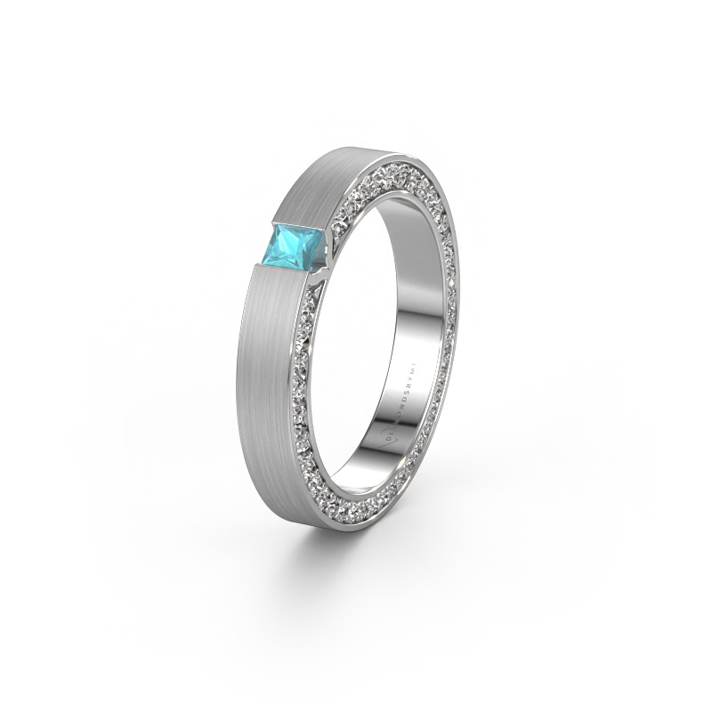 Image of Wedding ring WH2140L14B 950 platinum ±0.14x0.08 in Blue topaz