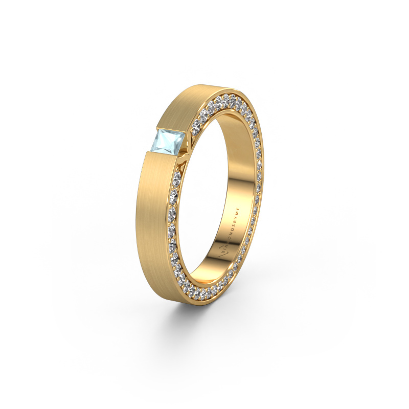 Image of Wedding ring WH2140L14B 585 gold ±0.14x0.08 in Aquamarine