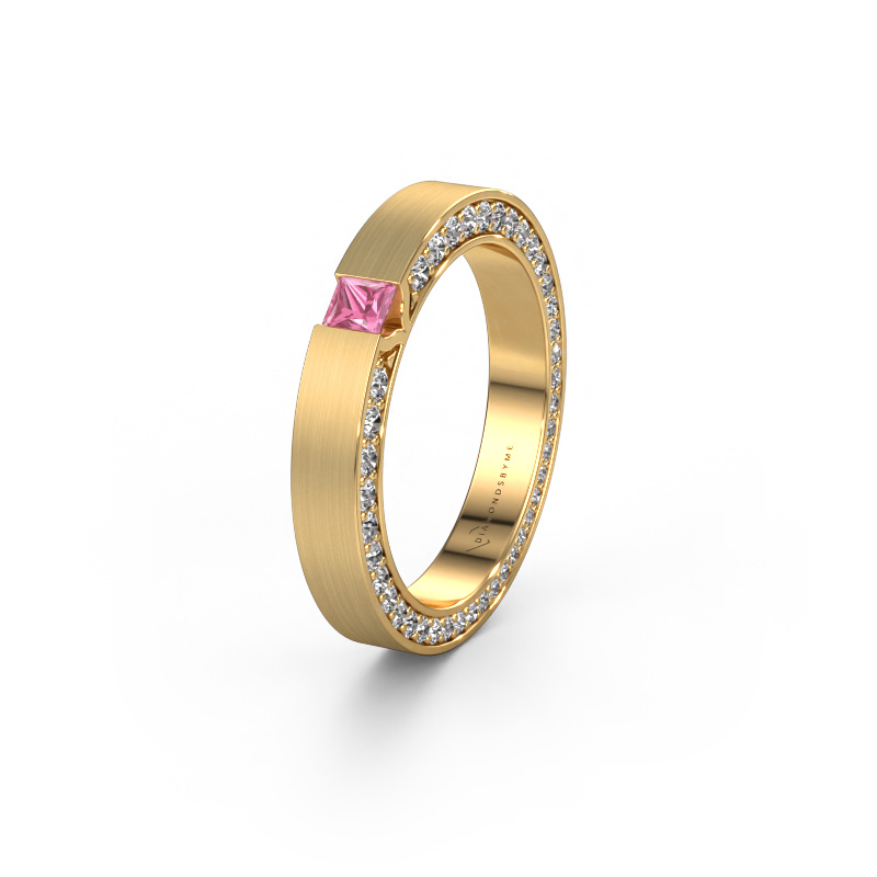Image of Wedding ring WH2140L14B 585 gold ±0.14x0.08 in Pink sapphire