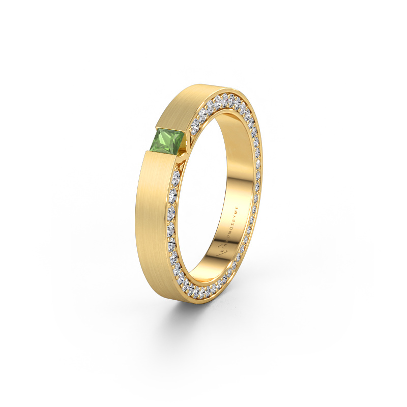 Bild av Vigselring WH2140L14B 585 gult guld ±3,5 x 2 mm Grön turmalin