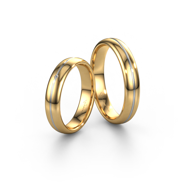 Image of Wedding rings set WH2142LM34A ±0.16x0.07 in 14 Carat gold Diamond 0.015 crt