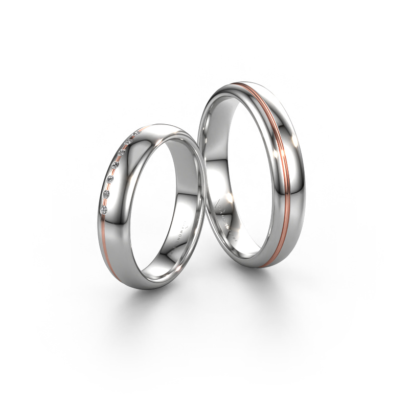 Image of Wedding rings set WH2144LM34A ±0.16x0.07 in 14 Carat white gold Diamond 0.005 crt