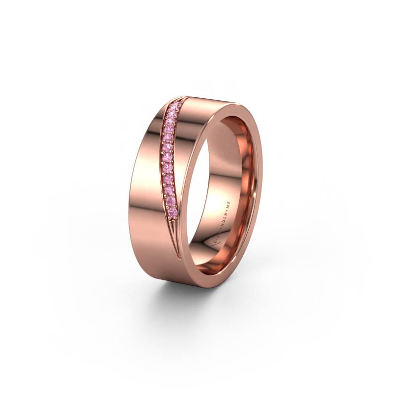 Afbeelding van Trouwring WH2146L17A 585 rosé goud ±7x1.7 mm Roze saffier
