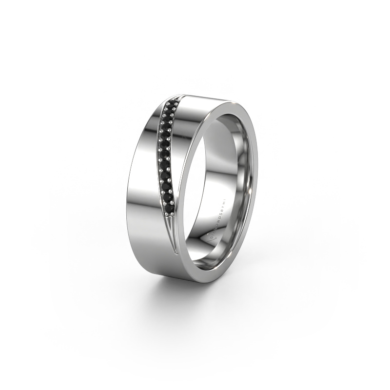 Afbeelding van Trouwring WH2146L17A 585 witgoud ±7x1.7 mm Zwarte diamant