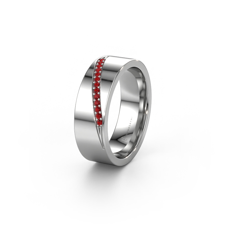 Afbeelding van Trouwring WH2146L17A 585 witgoud ±7x1.7 mm Robijn