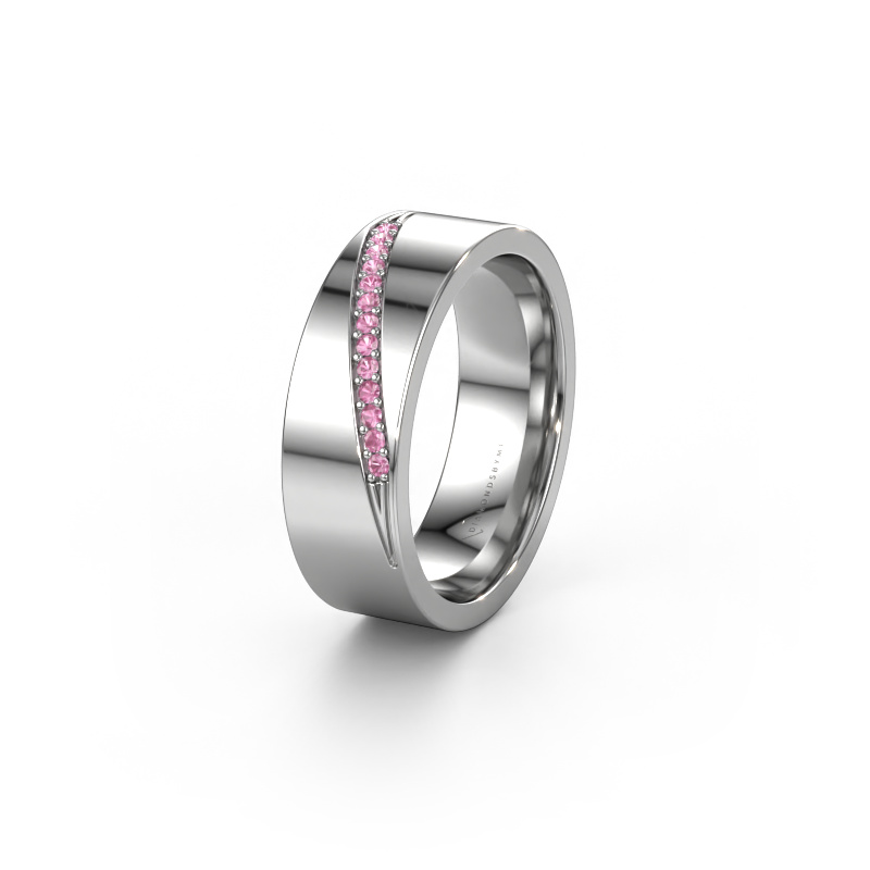 Image of Wedding ring WH2146L17A 950 platinum ±7x1.7 mm Pink sapphire