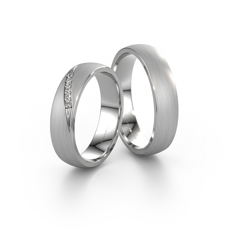 Image of Wedding rings set WH2150LM25AM ±5x1.7 mm 14 Carat white gold Diamond 0.008 crt