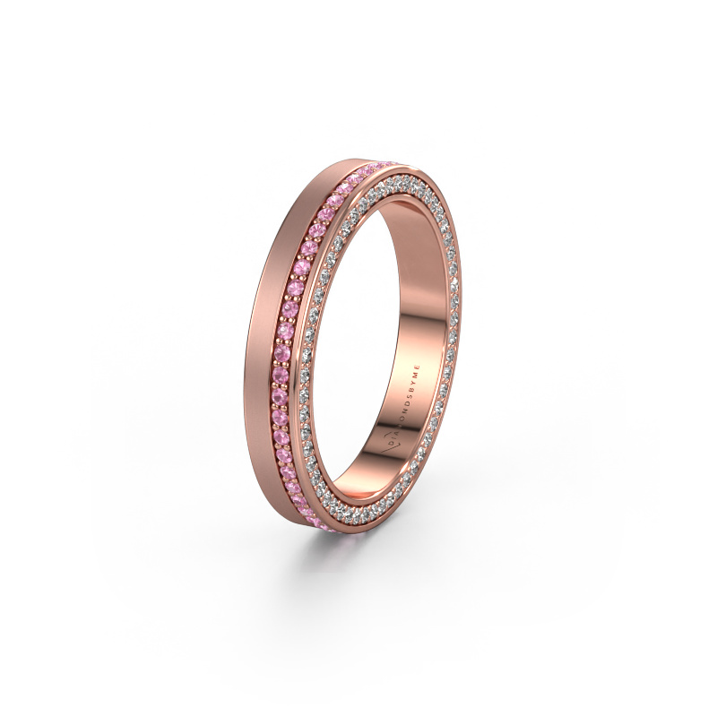 Image of Wedding ring WH2214L15BM 585 rose gold ±3,5x2 mm Pink sapphire 1 mm