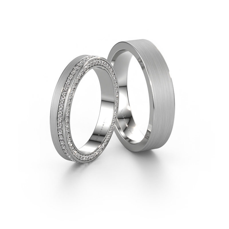 Afbeelding van Trouwringen set WH2214LM15BM ±5x2 mm 14 Carat witgoud Diamant 0.005 crt