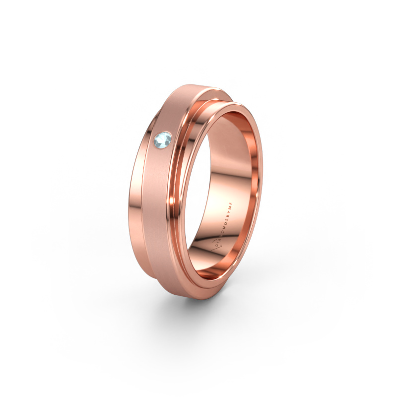 Bild av Vigselring WH2220L16D 585 roséguld ±6 x 2,2 mm Akvamarin