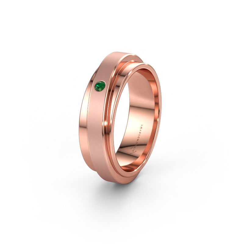 Bild av Vigselring WH2220L16D 585 roséguld ±6 x 2,2 mm Smaragd