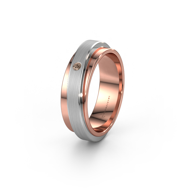 Image of Weddings ring WH2220L16D 585 rose gold ±0.24x0.09in Brown diamond