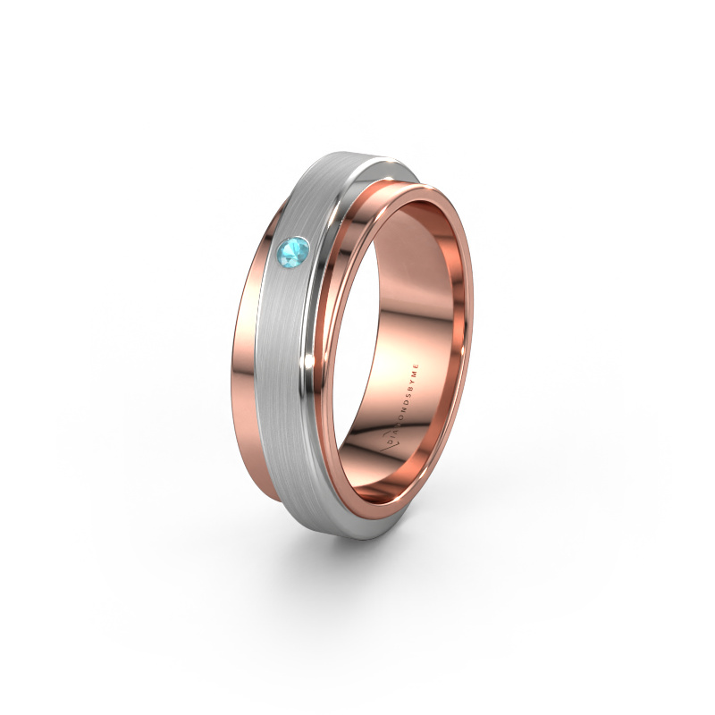 Image of Weddings ring WH2220L16D 585 rose gold ±0.24x0.09in Blue topaz