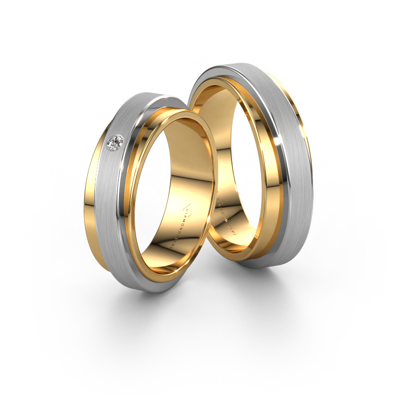 Image of Wedding rings set WH2220LM16D ±0.24x0.09in 14 Carat gold Diamond 0.03 crt