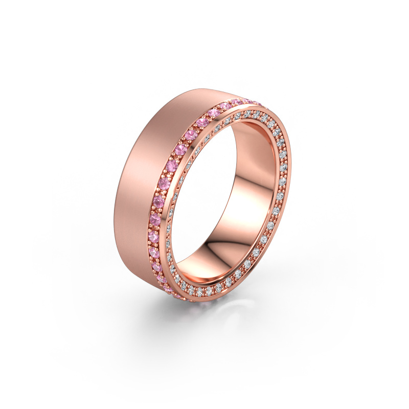 Immagine di Fede nuziale WH2224L26C8 585 oro rosa ±6,5 x 2,2 mm Zaffiro rosa 1.3 mm