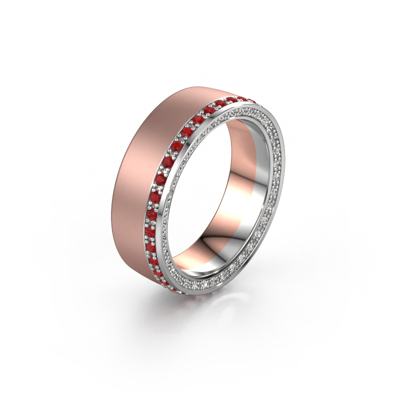 Image of Wedding ring WH2224L26C8 585 rose gold ±6,5x2.2 mm Ruby 1.3 mm