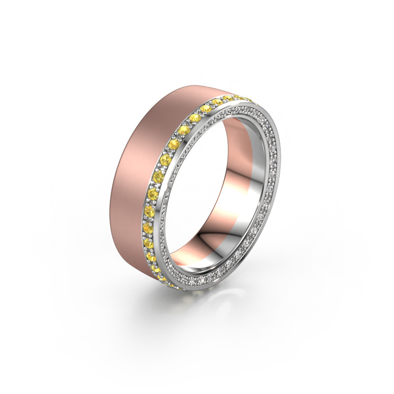 Image of Wedding ring WH2224L26C8 585 rose gold ±0.26x0.09in Yellow sapphire 1.3 mm