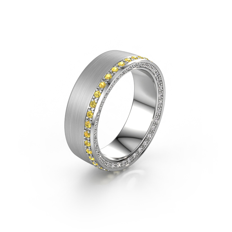 Image of Wedding ring WH2224L26C8 585 white gold ±0.26x0.09in Yellow sapphire 1.3 mm
