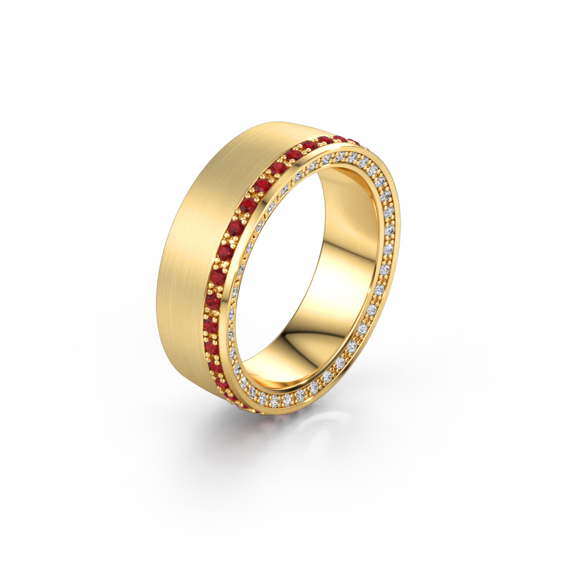 Immagine di Fede nuziale WH2224L26C8 585 oro ±6,5 x 2,2 mm Rubino 1.3 mm