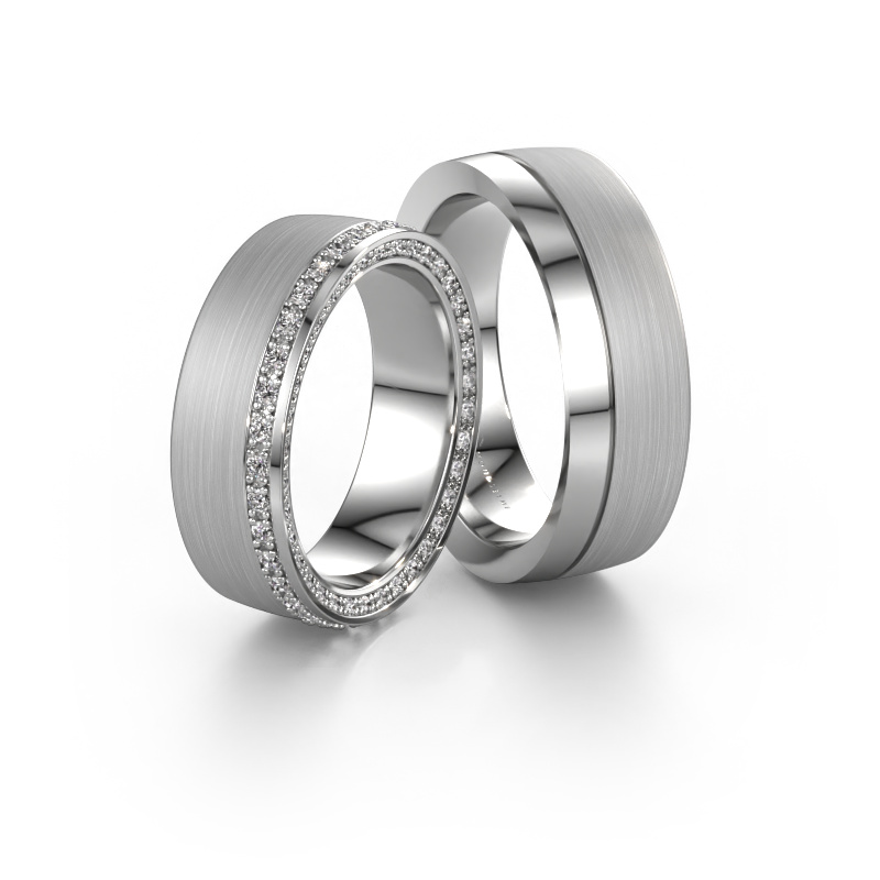 Bild von Freundschaftsringe set WH2224LM26C8 ±6,5x2.2 mm 14 Karat Weißgold Diamant 0.54 crt