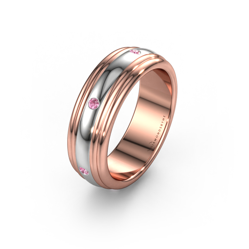 Image of Wedding ring WH2236L 585 rose gold ±0.24x0.09in Pink sapphire